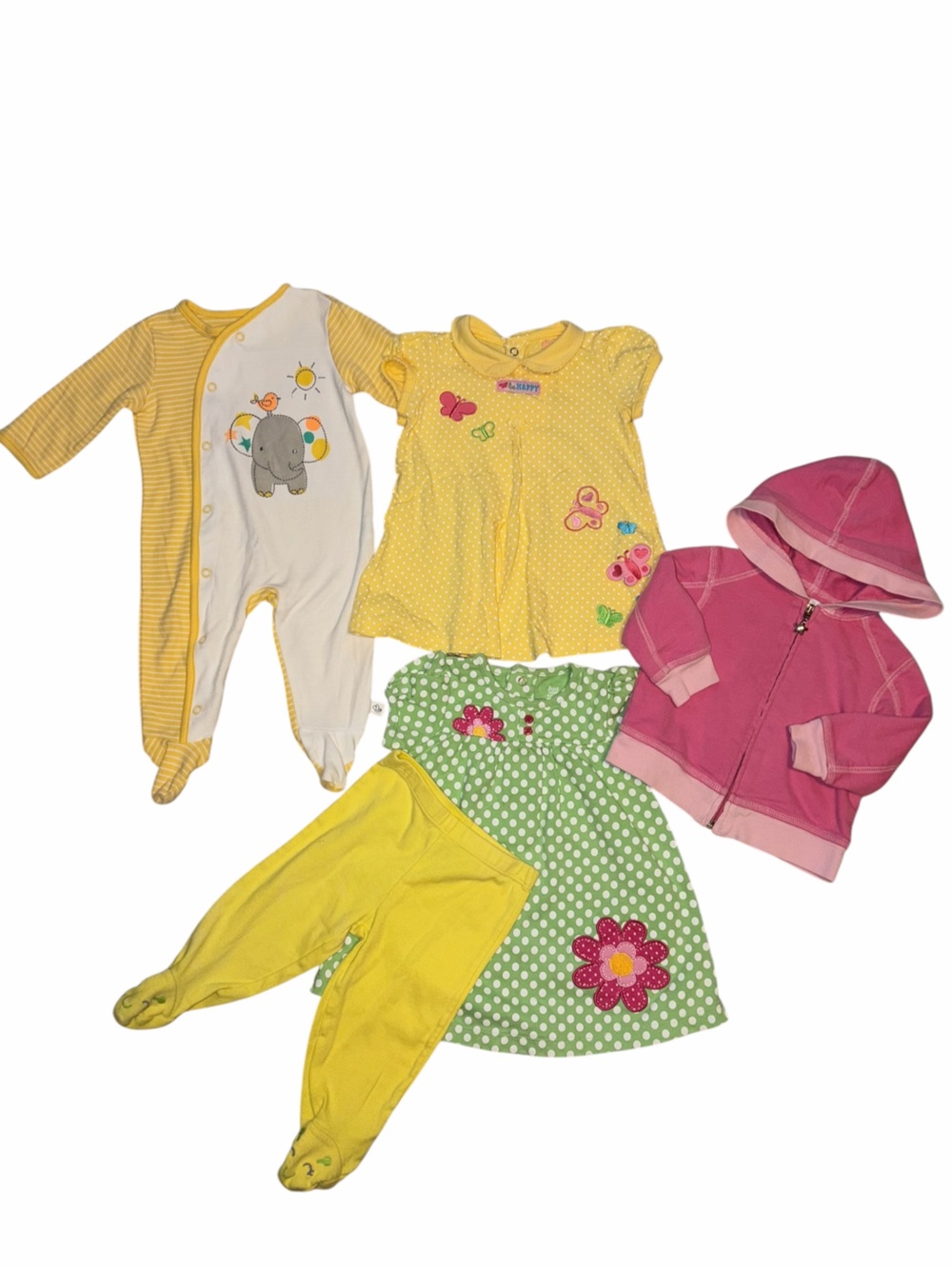 Vintage Y2K Baby Girl 6-9M 5pc Playwear Bundle Floral Embroidered Carter’s